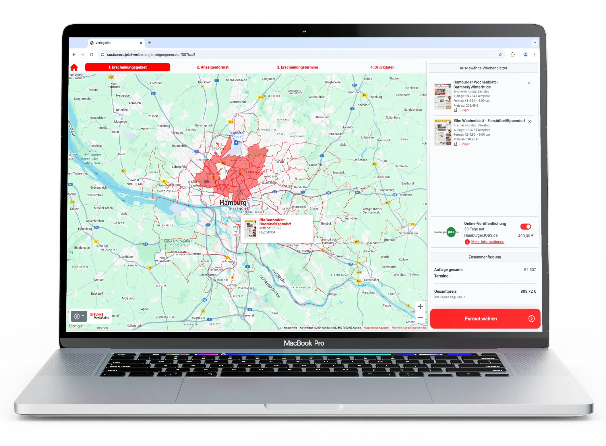 Anzeigen-Konfigurator für Hamburg