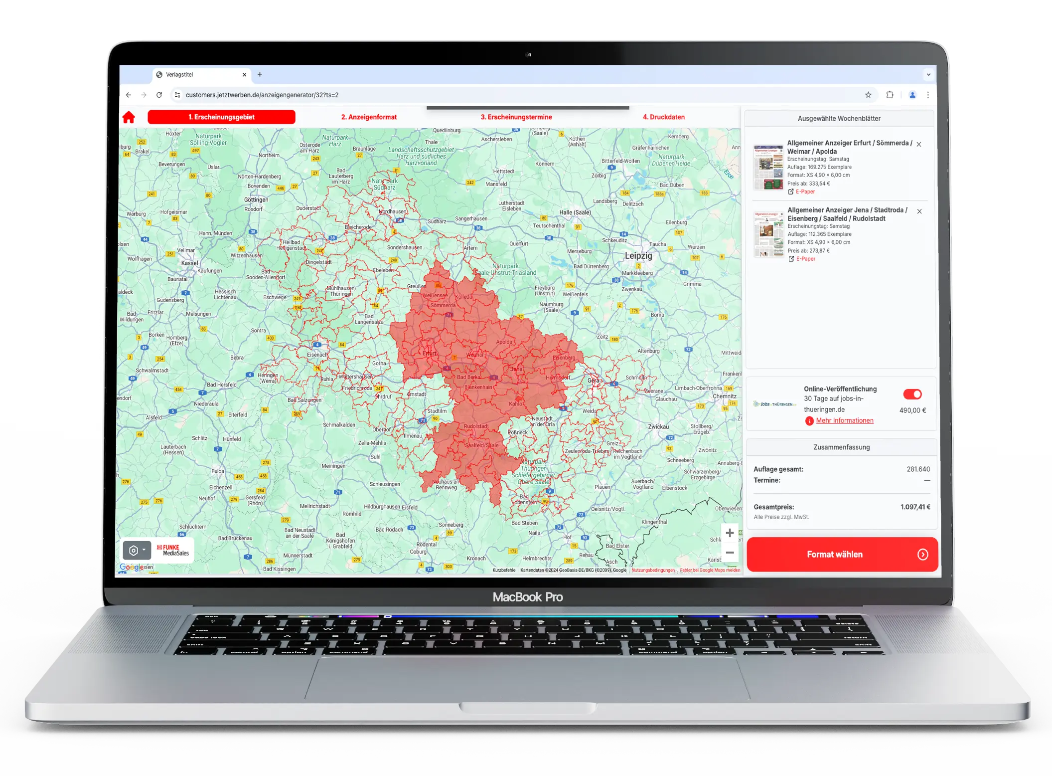 Anzeigen-Konfigurator für Thüringen